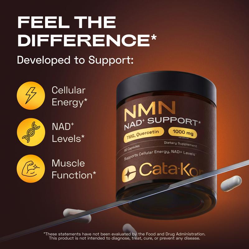 Cata-Kor NMN 1000mg Capsules | NAD+ Cellular Energy & Longevity Support | 60 Capsules